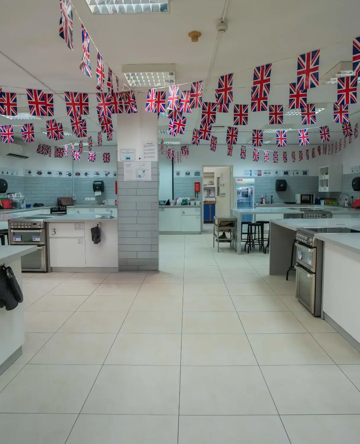BISR Al Hamra classroom with bunting hanging from the celling.